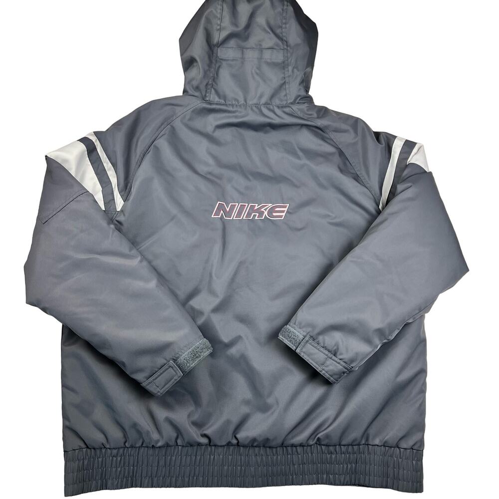 Nike Vintage Winter Hooded Jacket Coat Silver Tag Men's size XL Back Logo